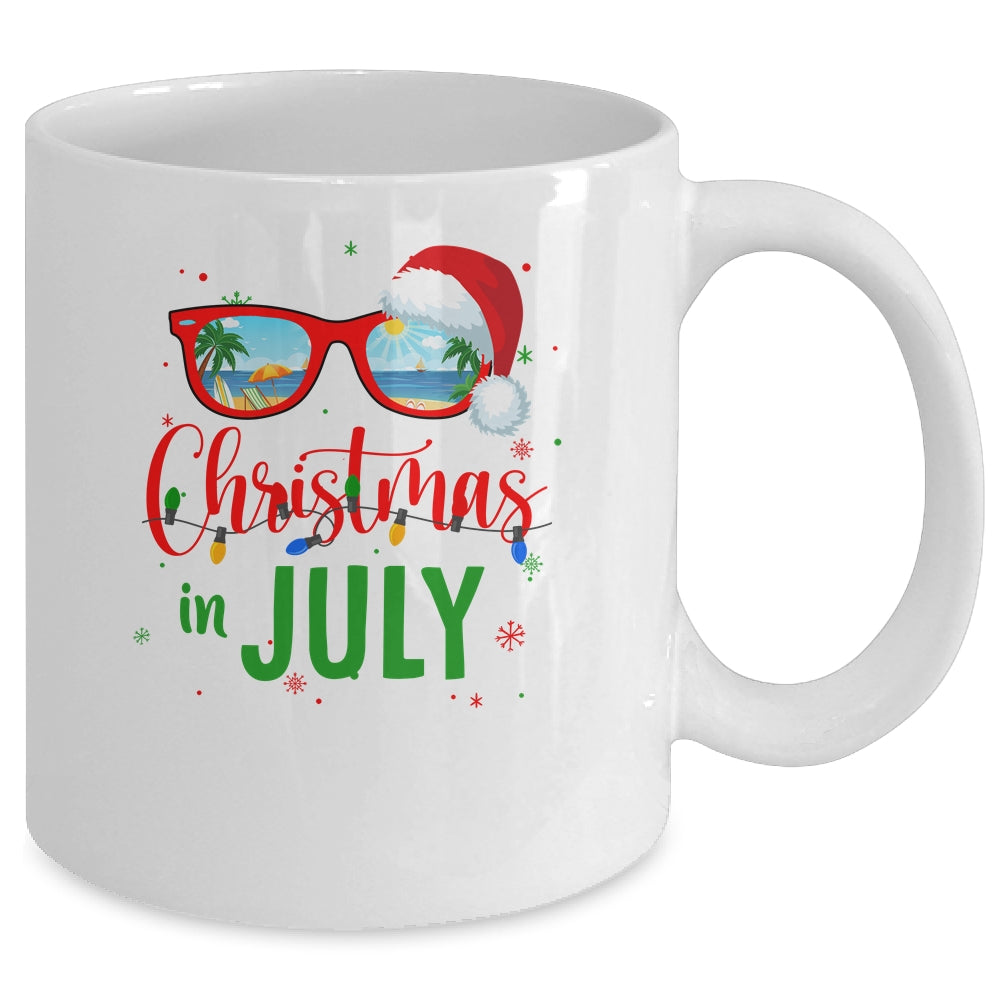 Santa Hat Sunglasses Summer Christmas In July Mug | siriusteestore