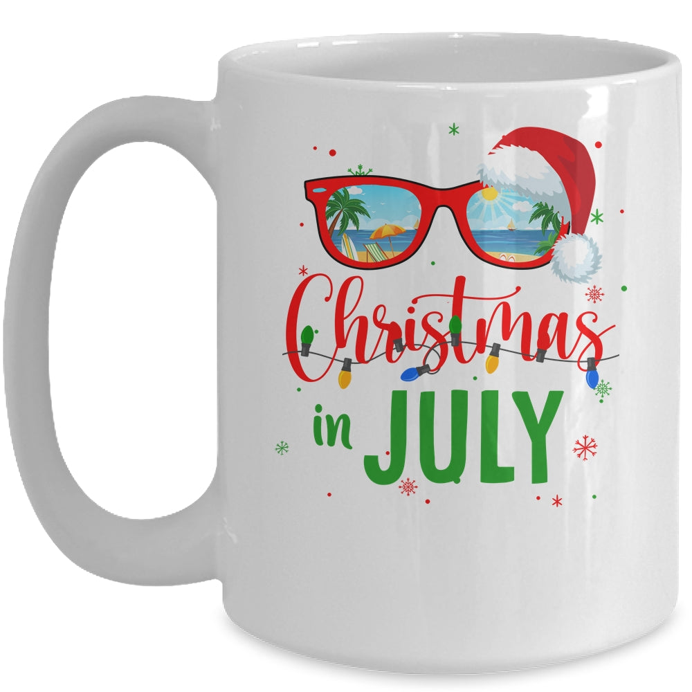 Santa Hat Sunglasses Summer Christmas In July Mug | siriusteestore