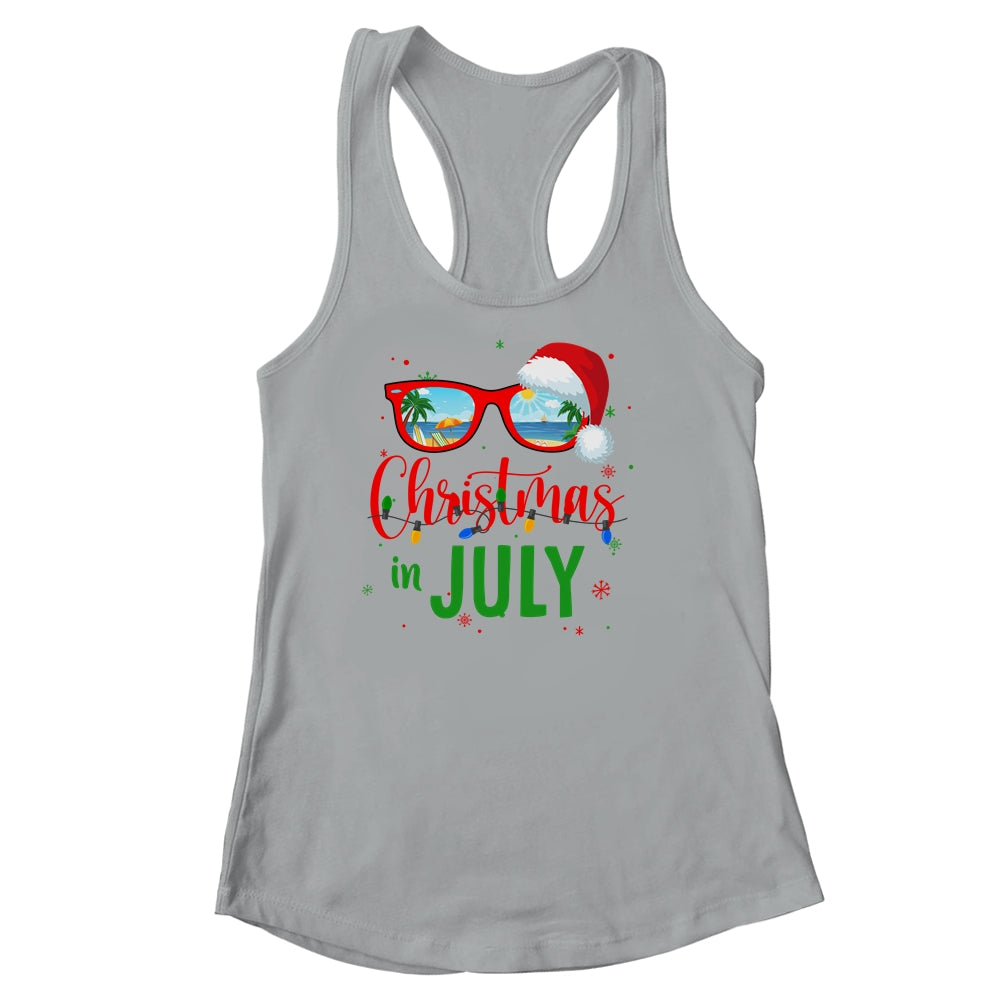 Santa Hat Sunglasses Summer Christmas In July Shirt & Tank Top | siriusteestore