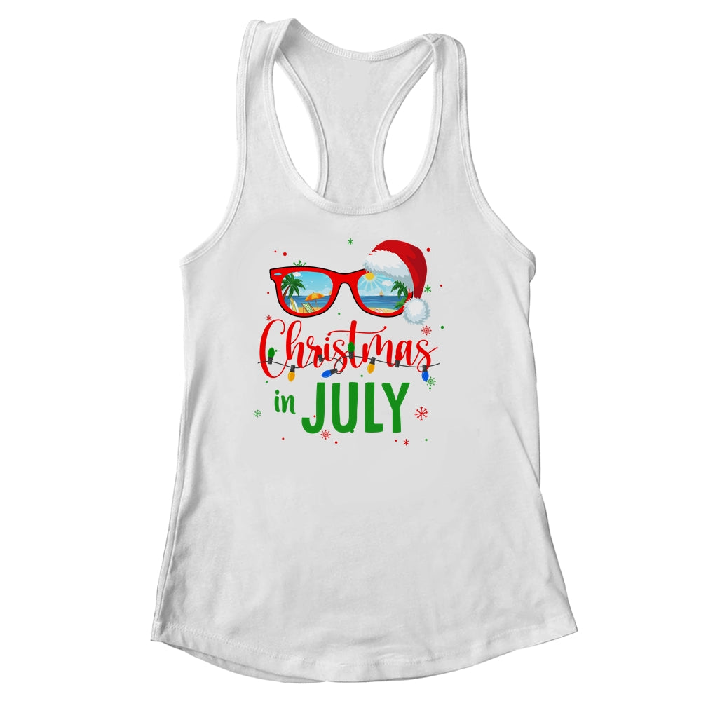 Santa Hat Sunglasses Summer Christmas In July Shirt & Tank Top | siriusteestore