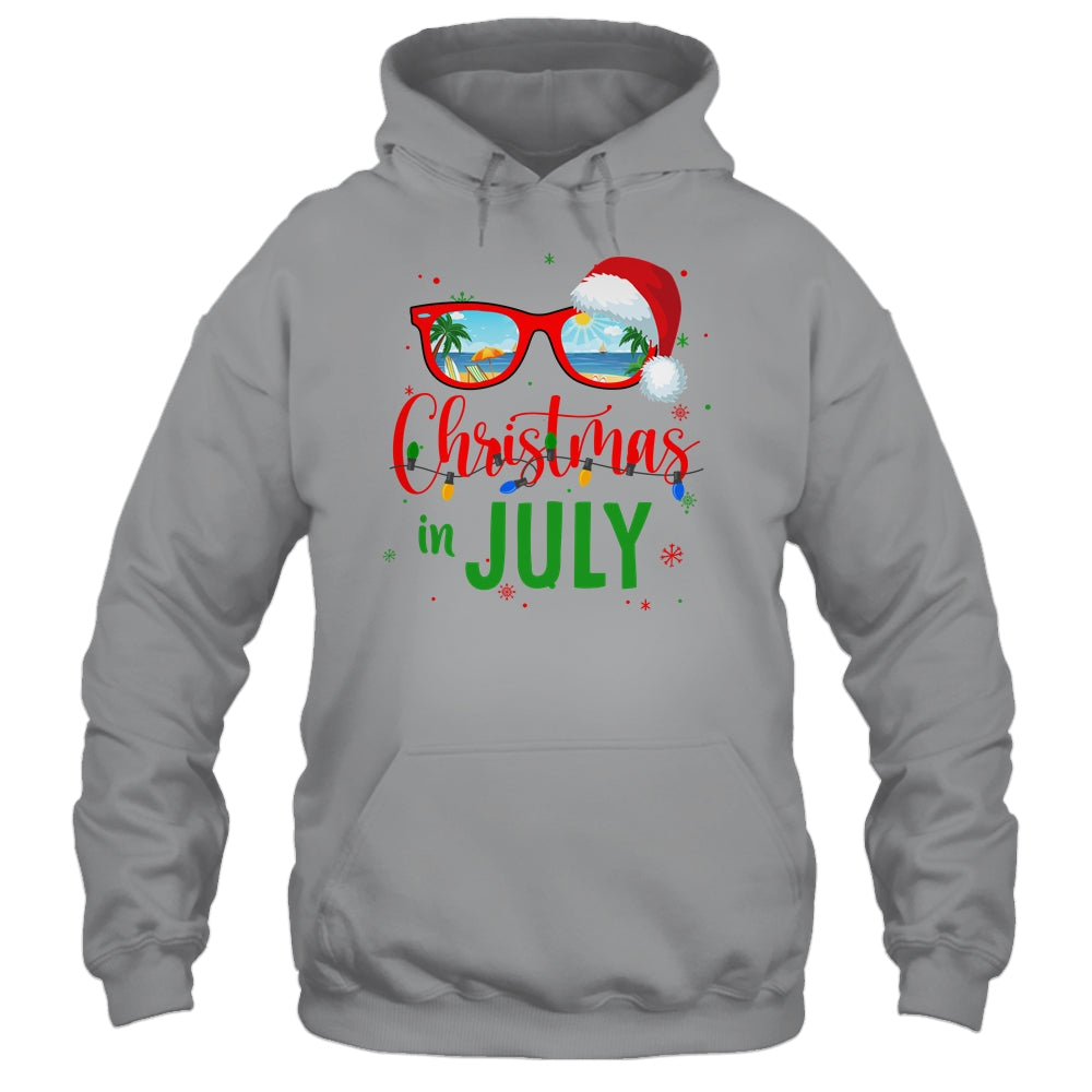 Santa Hat Sunglasses Summer Christmas In July Shirt & Tank Top | siriusteestore