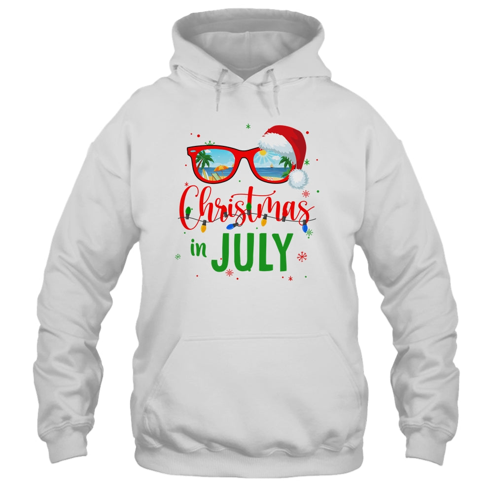 Santa Hat Sunglasses Summer Christmas In July Shirt & Tank Top | siriusteestore