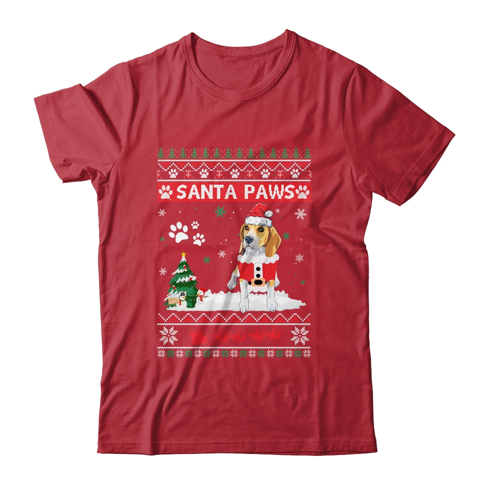 Santa Paws Beagle Merry Christmas Dog Funny Xmas Shirt & Sweatshirt | siriusteestore