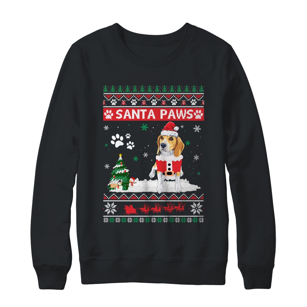 Santa Paws Beagle Merry Christmas Dog Funny Xmas Shirt & Sweatshirt | siriusteestore
