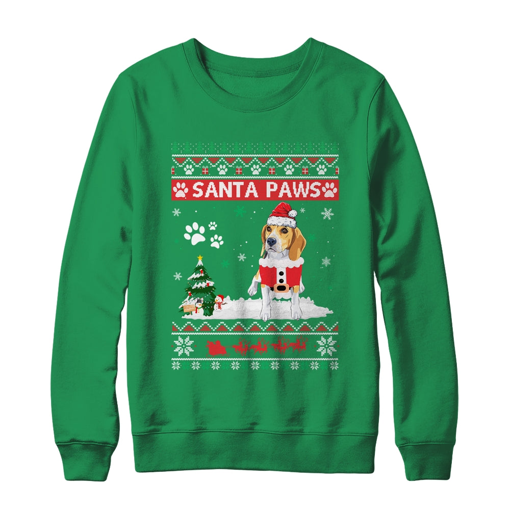 Santa Paws Beagle Merry Christmas Dog Funny Xmas Shirt & Sweatshirt | siriusteestore