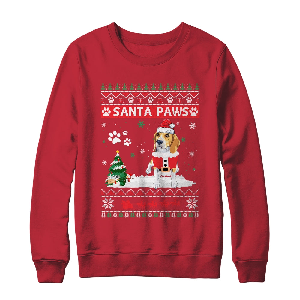 Santa Paws Beagle Merry Christmas Dog Funny Xmas Shirt & Sweatshirt | siriusteestore