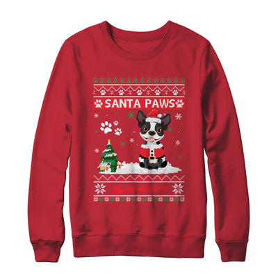 Santa Paws Boston Terrier Merry Christmas Dog Funny Xmas Shirt & Sweatshirt | siriusteestore