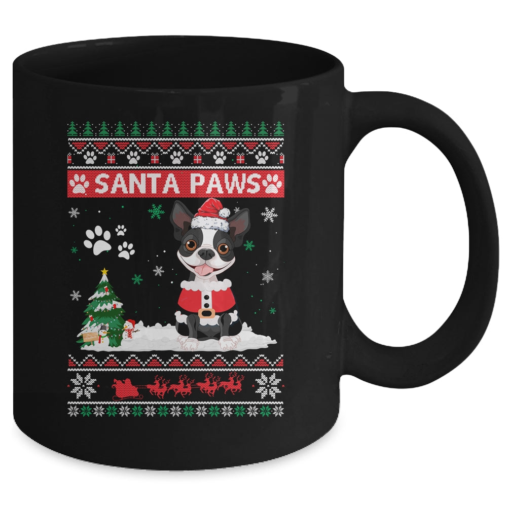 Santa Paws Boston Terrier Merry Christmas Dog Funny Xmas Mug | siriusteestore
