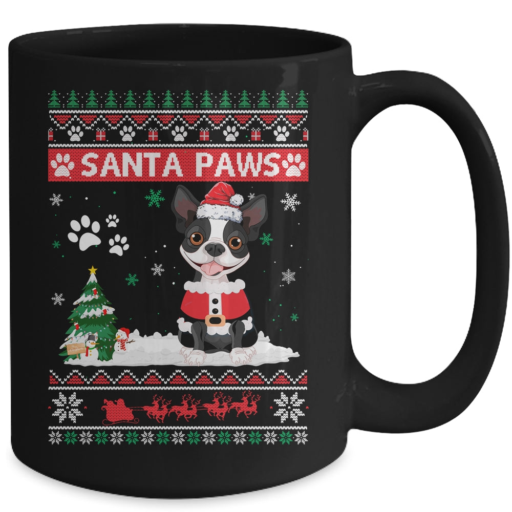 Santa Paws Boston Terrier Merry Christmas Dog Funny Xmas Mug | siriusteestore