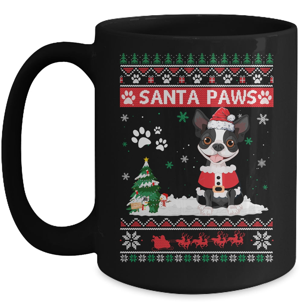 Santa Paws Boston Terrier Merry Christmas Dog Funny Xmas Mug | siriusteestore