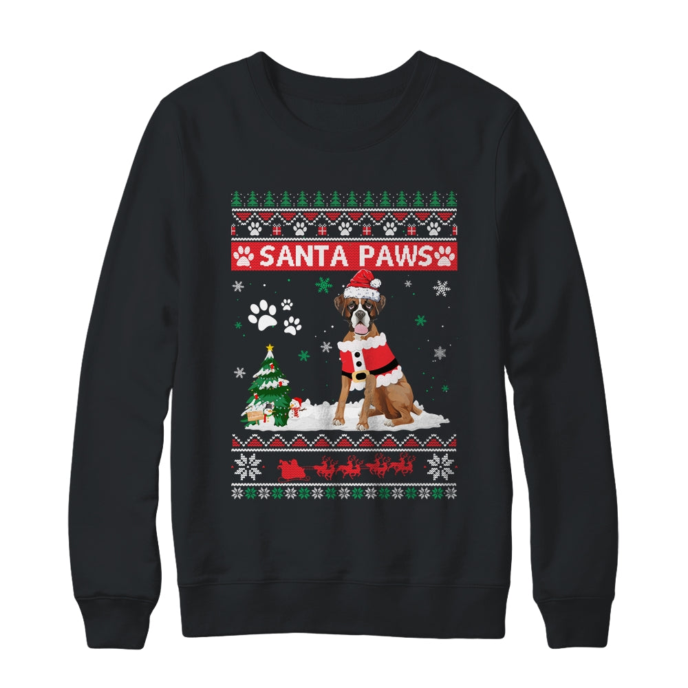 Santa Paws Boxer Merry Christmas Dog Funny Xmas Shirt & Sweatshirt | siriusteestore