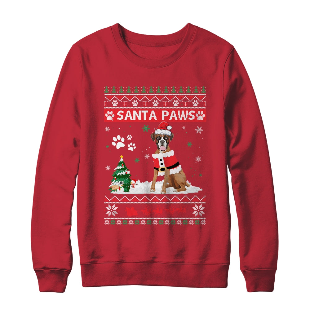 Santa Paws Boxer Merry Christmas Dog Funny Xmas Shirt & Sweatshirt | siriusteestore