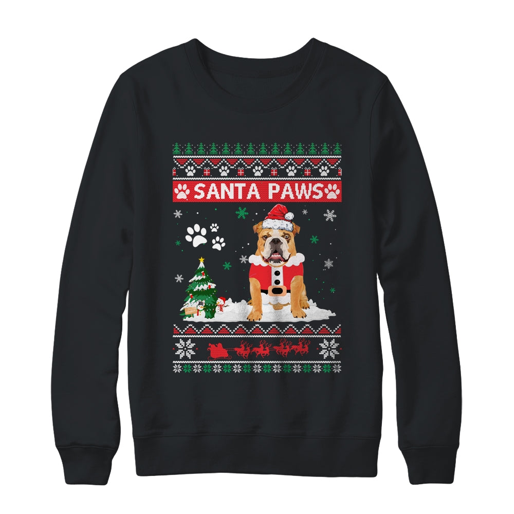 Santa Paws Bulldog Merry Christmas Dog Funny Xmas Shirt & Sweatshirt | siriusteestore
