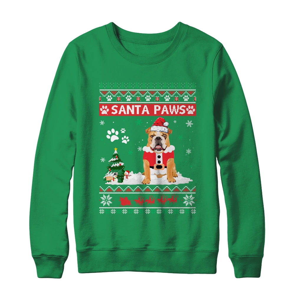 Santa Paws Bulldog Merry Christmas Dog Funny Xmas Shirt & Sweatshirt | siriusteestore