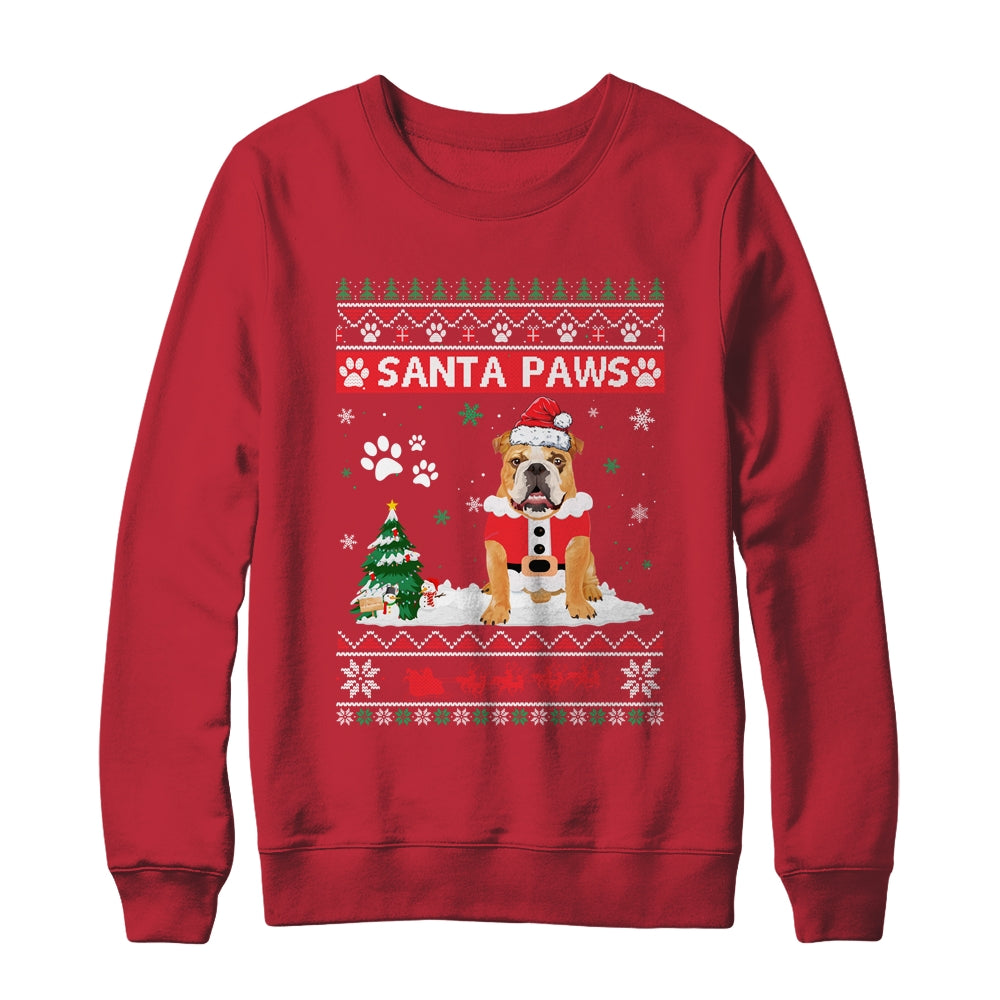 Santa Paws Bulldog Merry Christmas Dog Funny Xmas Shirt & Sweatshirt | siriusteestore
