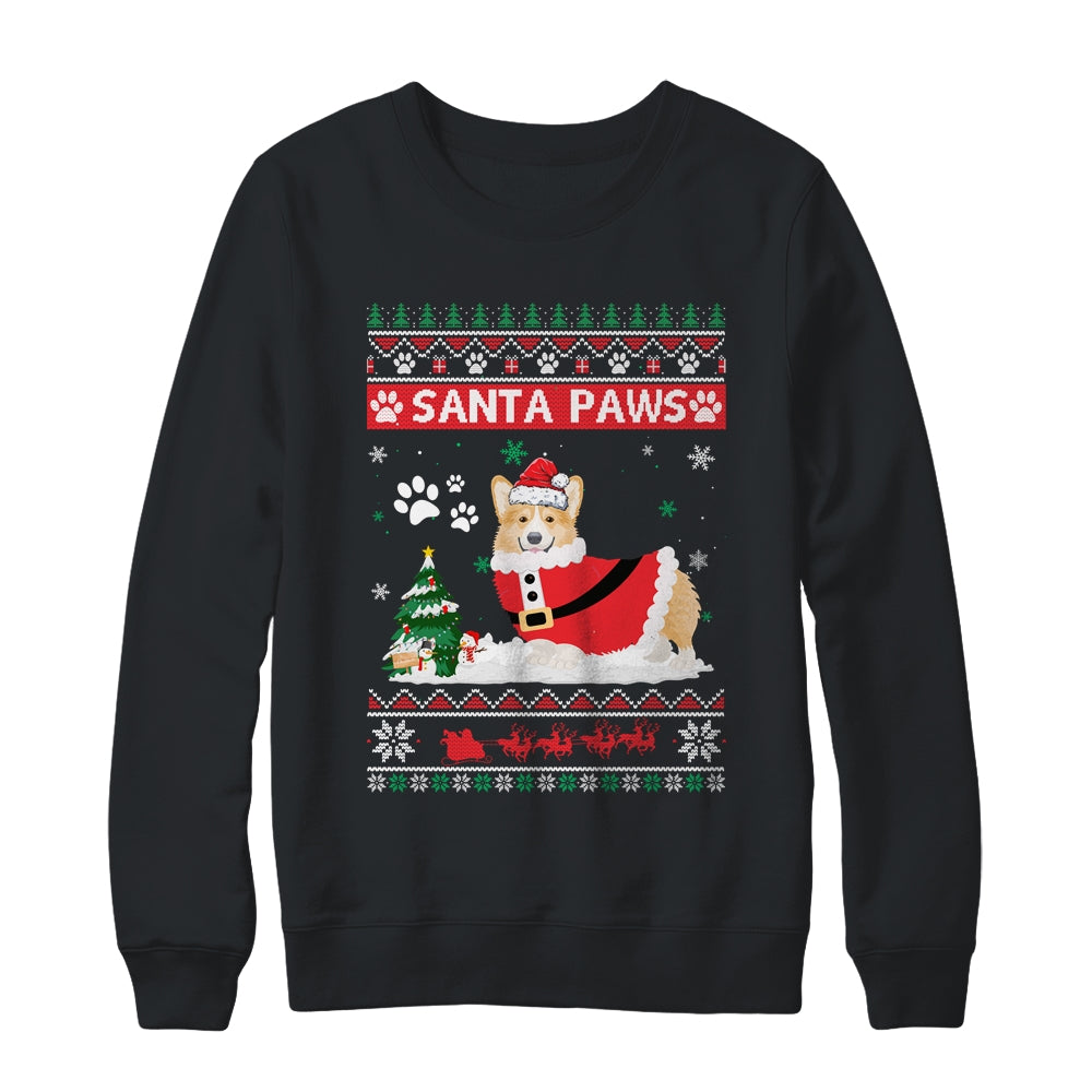 Santa Paws Corgi Merry Christmas Dog Funny Xmas Shirt & Sweatshirt | siriusteestore