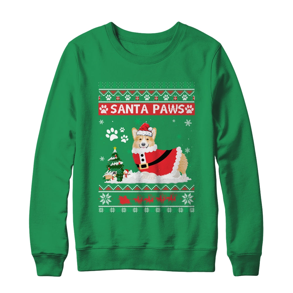 Santa Paws Corgi Merry Christmas Dog Funny Xmas Shirt & Sweatshirt | siriusteestore