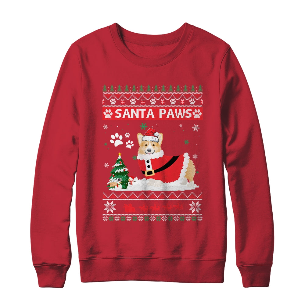 Santa Paws Corgi Merry Christmas Dog Funny Xmas Shirt & Sweatshirt | siriusteestore