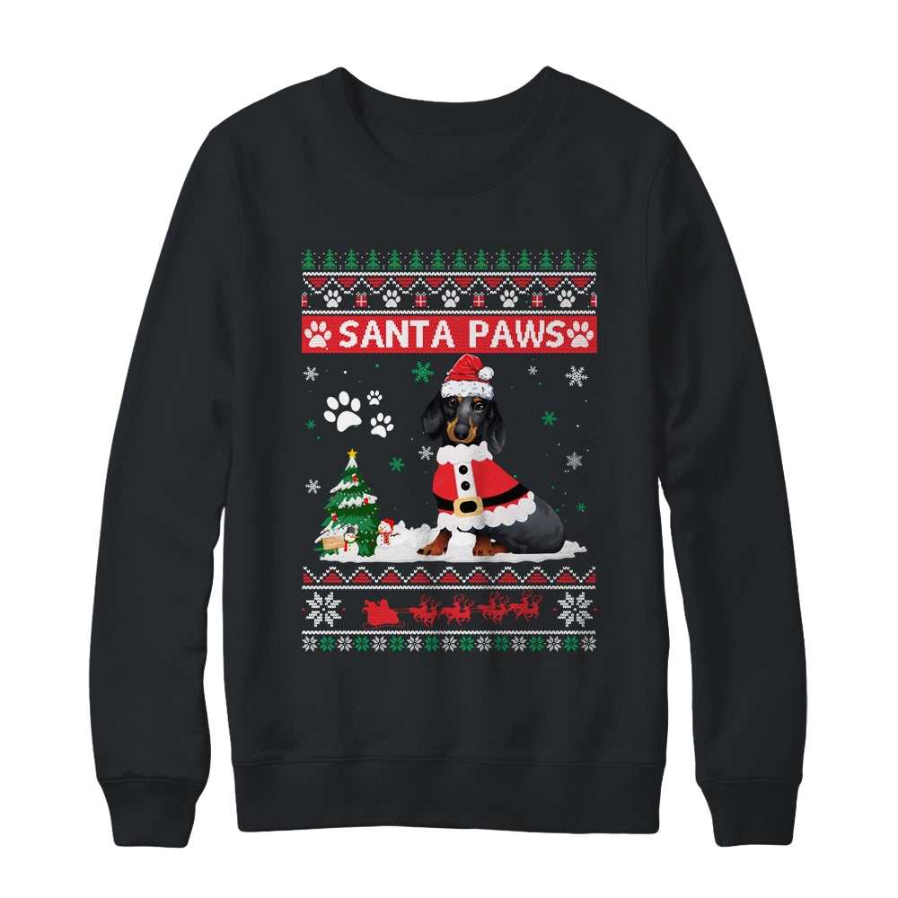 Santa Paws Dachshund Merry Christmas Dog Funny Xmas Shirt & Sweatshirt | siriusteestore