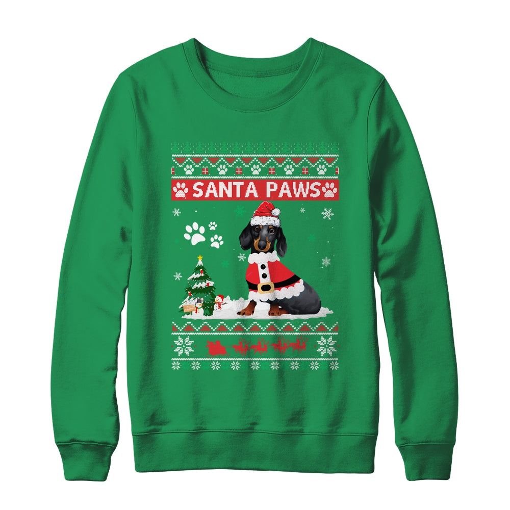 Santa Paws Dachshund Merry Christmas Dog Funny Xmas Shirt & Sweatshirt | siriusteestore