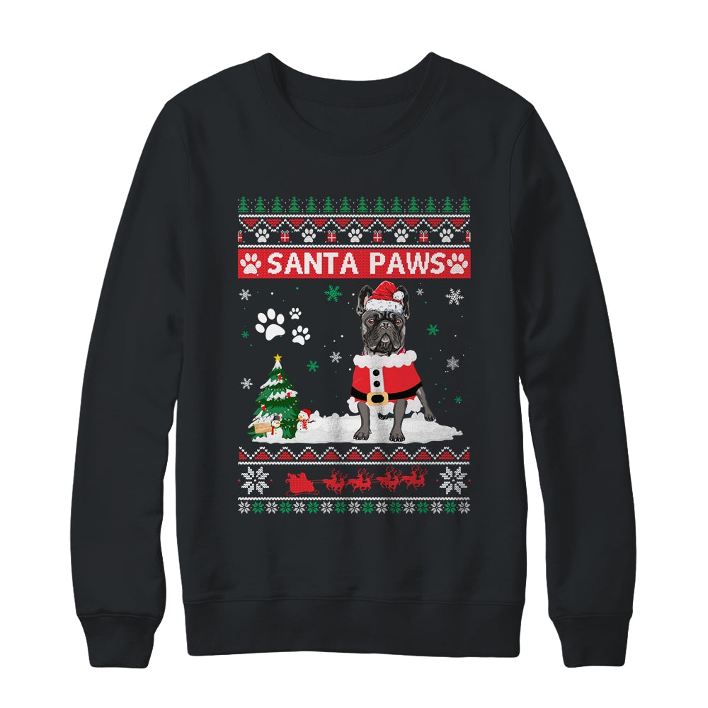 Santa Paws French Bulldog Merry Christmas Dog Funny Xmas Shirt & Sweatshirt | siriusteestore