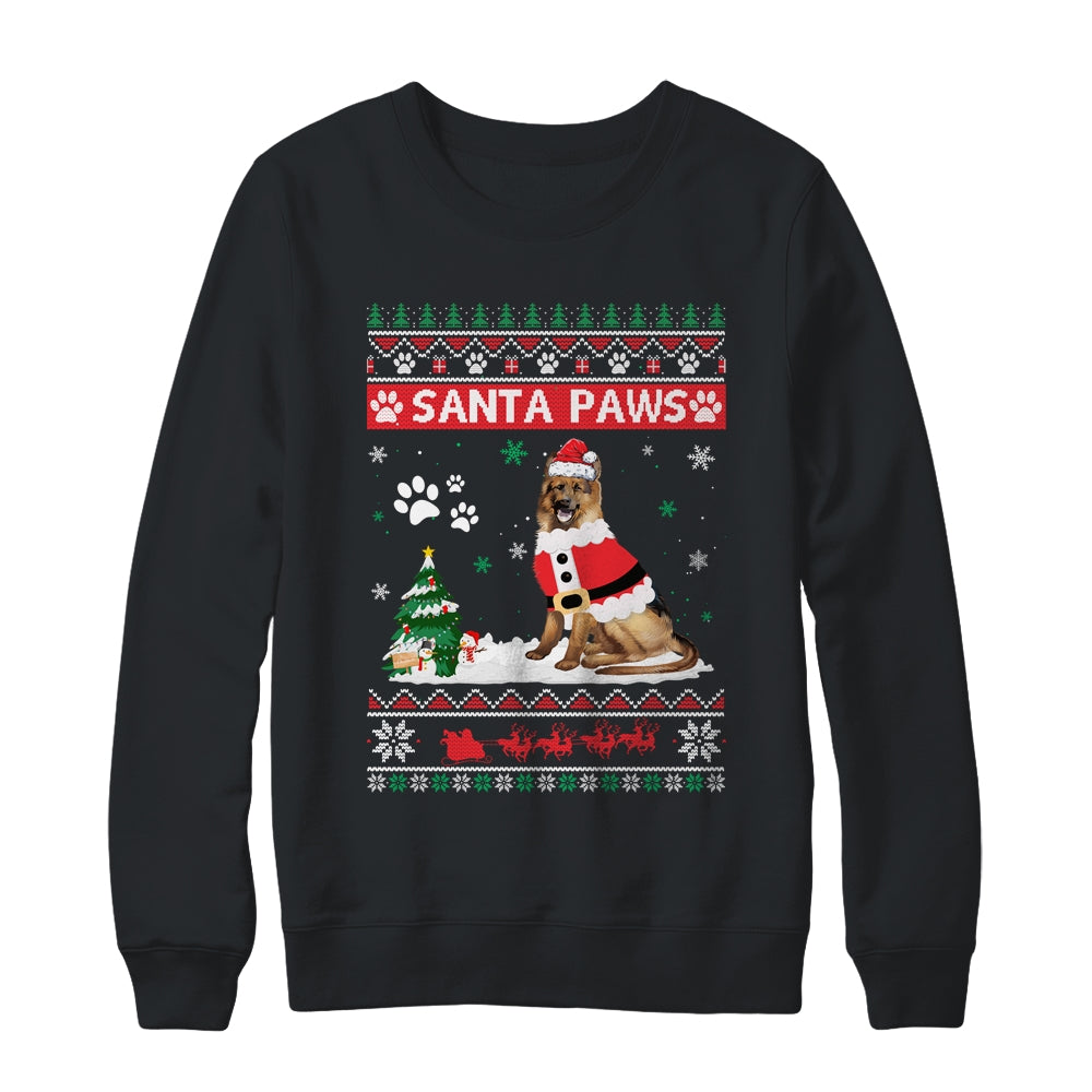 Santa Paws German Shepherd Merry Christmas Dog Funny Xmas Shirt & Sweatshirt | siriusteestore