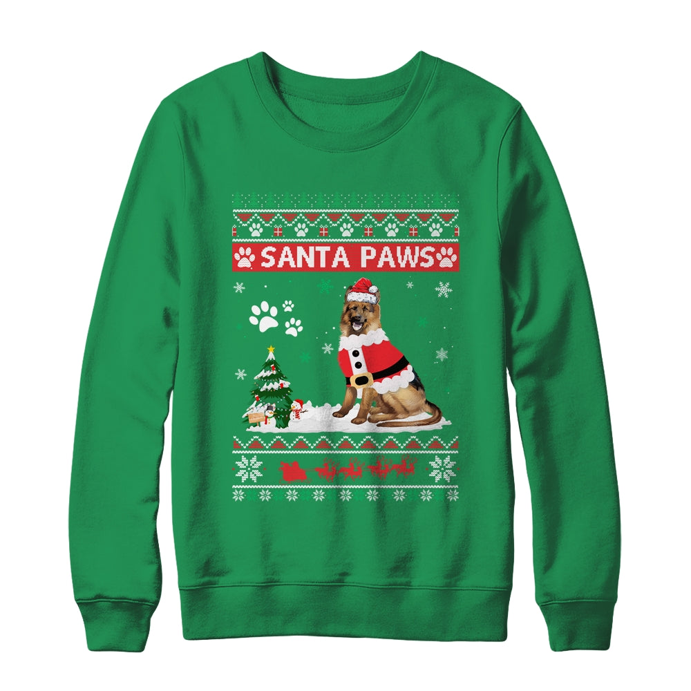 Santa Paws German Shepherd Merry Christmas Dog Funny Xmas Shirt & Sweatshirt | siriusteestore