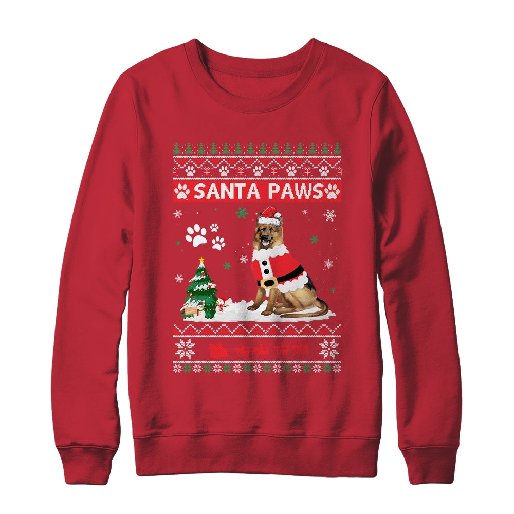 Santa Paws German Shepherd Merry Christmas Dog Funny Xmas Shirt & Sweatshirt | siriusteestore