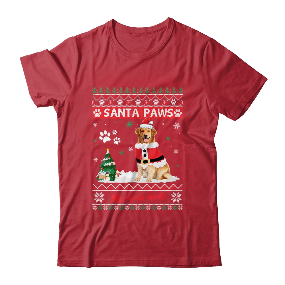 Santa Paws Golden Retriever Merry Christmas Dog Funny Xmas Shirt & Sweatshirt | siriusteestore