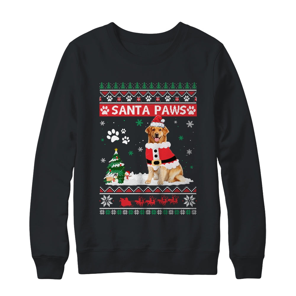 Santa Paws Golden Retriever Merry Christmas Dog Funny Xmas Shirt & Sweatshirt | siriusteestore