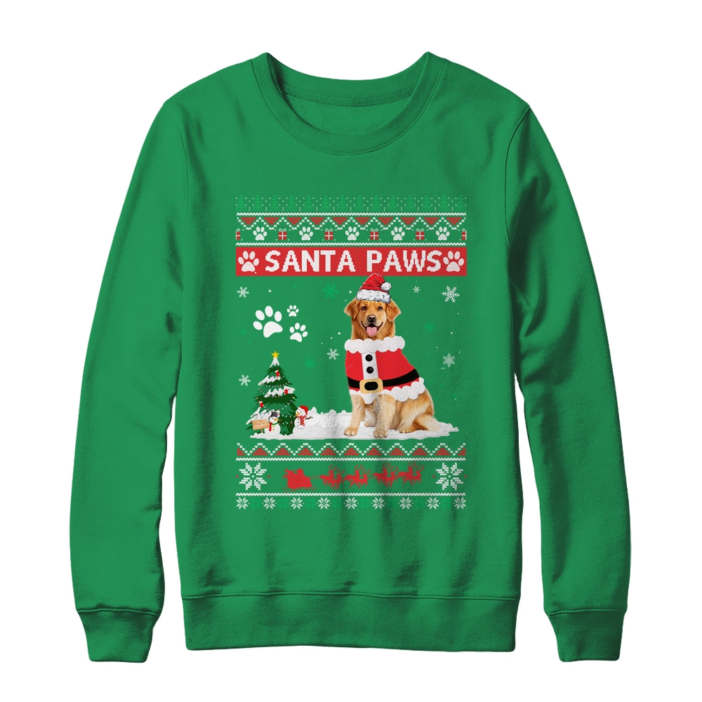 Santa Paws Golden Retriever Merry Christmas Dog Funny Xmas Shirt & Sweatshirt | siriusteestore