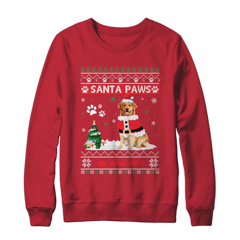 Santa Paws Golden Retriever Merry Christmas Dog Funny Xmas Shirt & Sweatshirt | siriusteestore