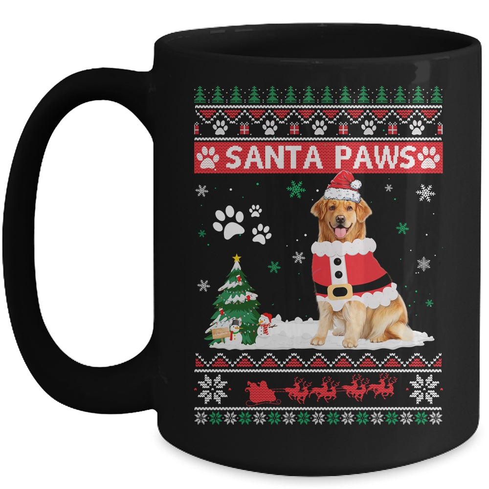 Santa Paws Golden Retriever Merry Christmas Dog Funny Xmas Mug | siriusteestore