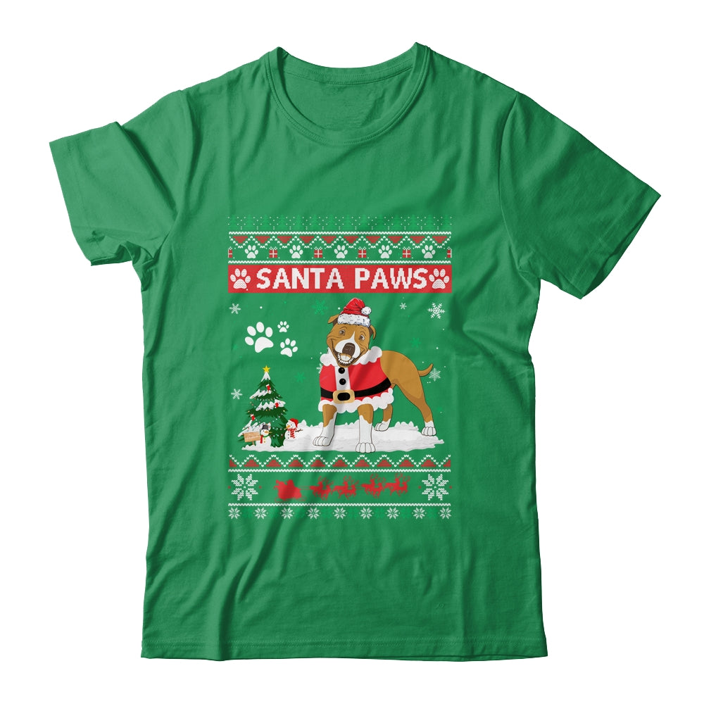 Santa Paws Pitbull Merry Christmas Dog Funny Xmas Shirt & Sweatshirt | siriusteestore