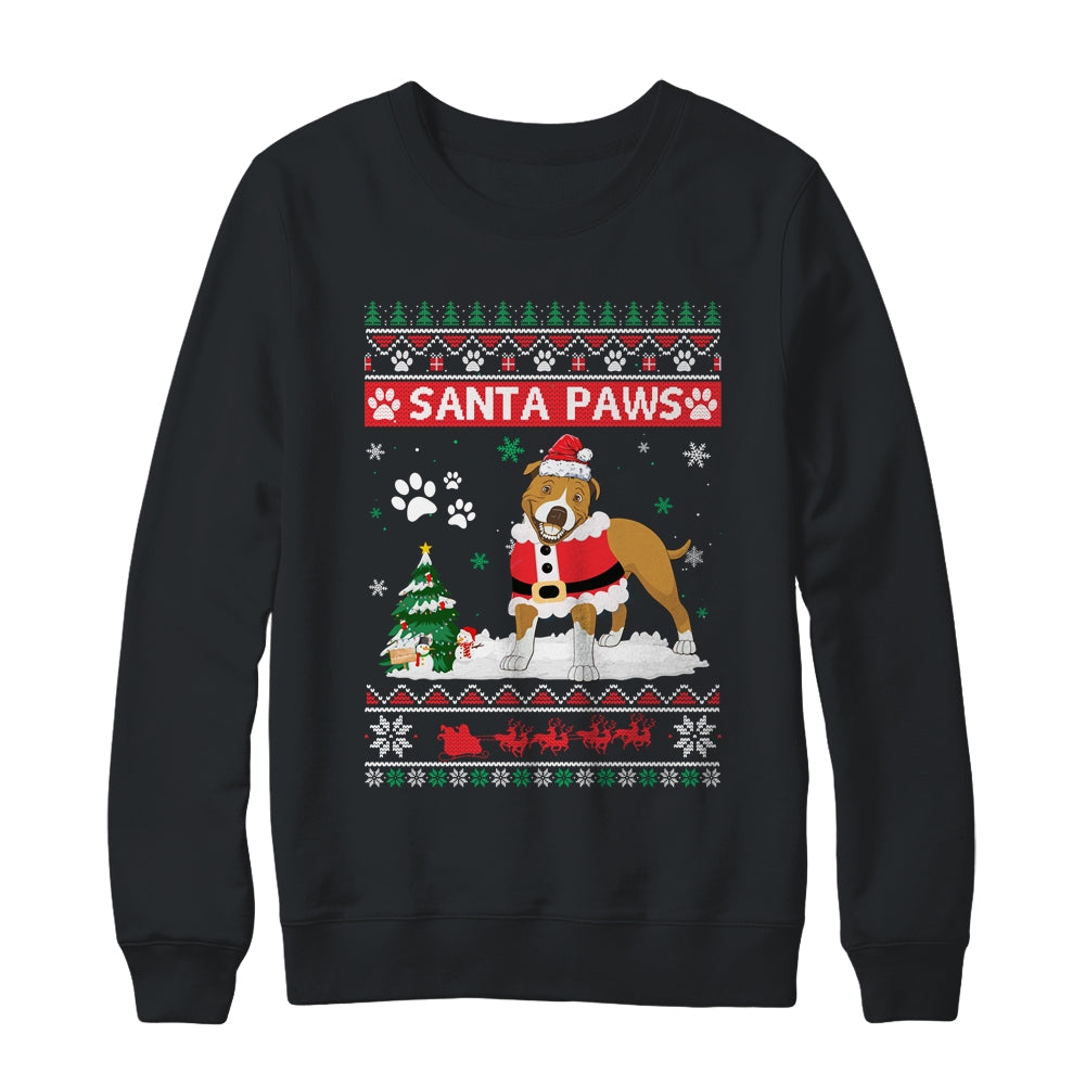 Santa Paws Pitbull Merry Christmas Dog Funny Xmas Shirt & Sweatshirt | siriusteestore
