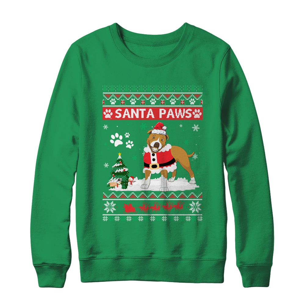 Santa Paws Pitbull Merry Christmas Dog Funny Xmas Shirt & Sweatshirt | siriusteestore