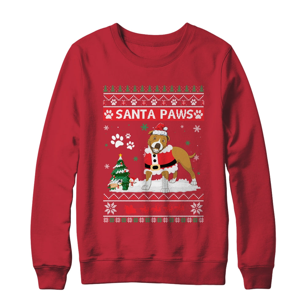 Santa Paws Pitbull Merry Christmas Dog Funny Xmas Shirt & Sweatshirt | siriusteestore