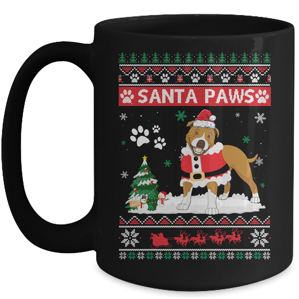 Santa Paws Pitbull Merry Christmas Dog Funny Xmas Mug | siriusteestore