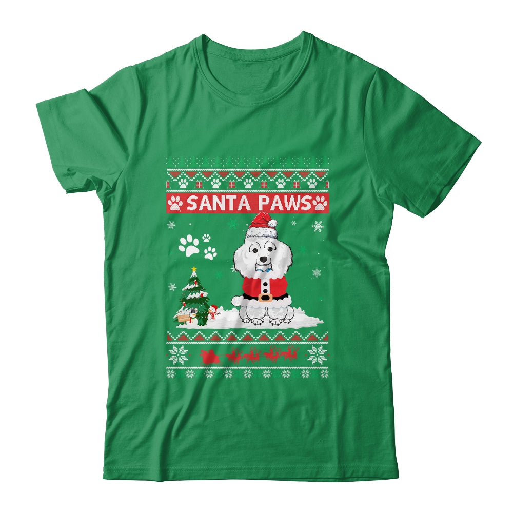 Santa Paws Poodle Merry Christmas Dog Funny Xmas Shirt & Sweatshirt | siriusteestore