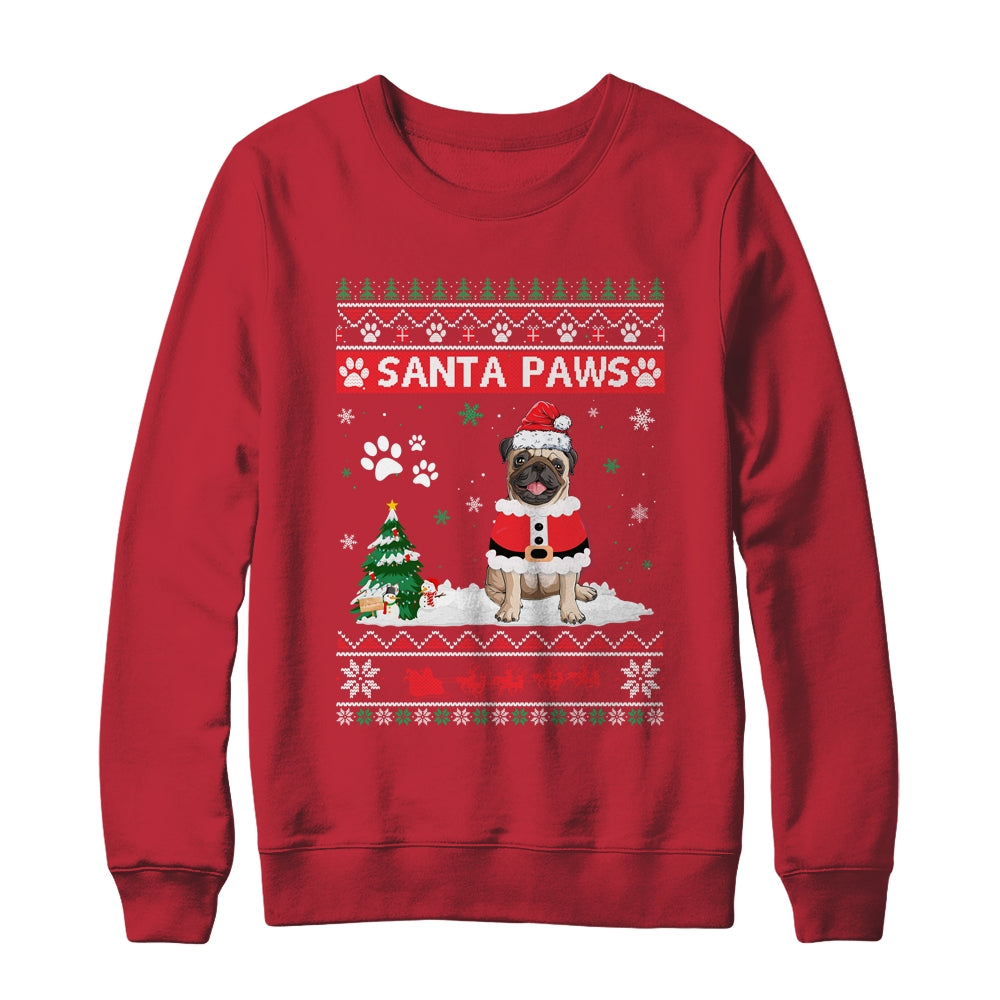 Santa Paws Pug Merry Christmas Dog Funny Xmas Shirt & Sweatshirt | siriusteestore