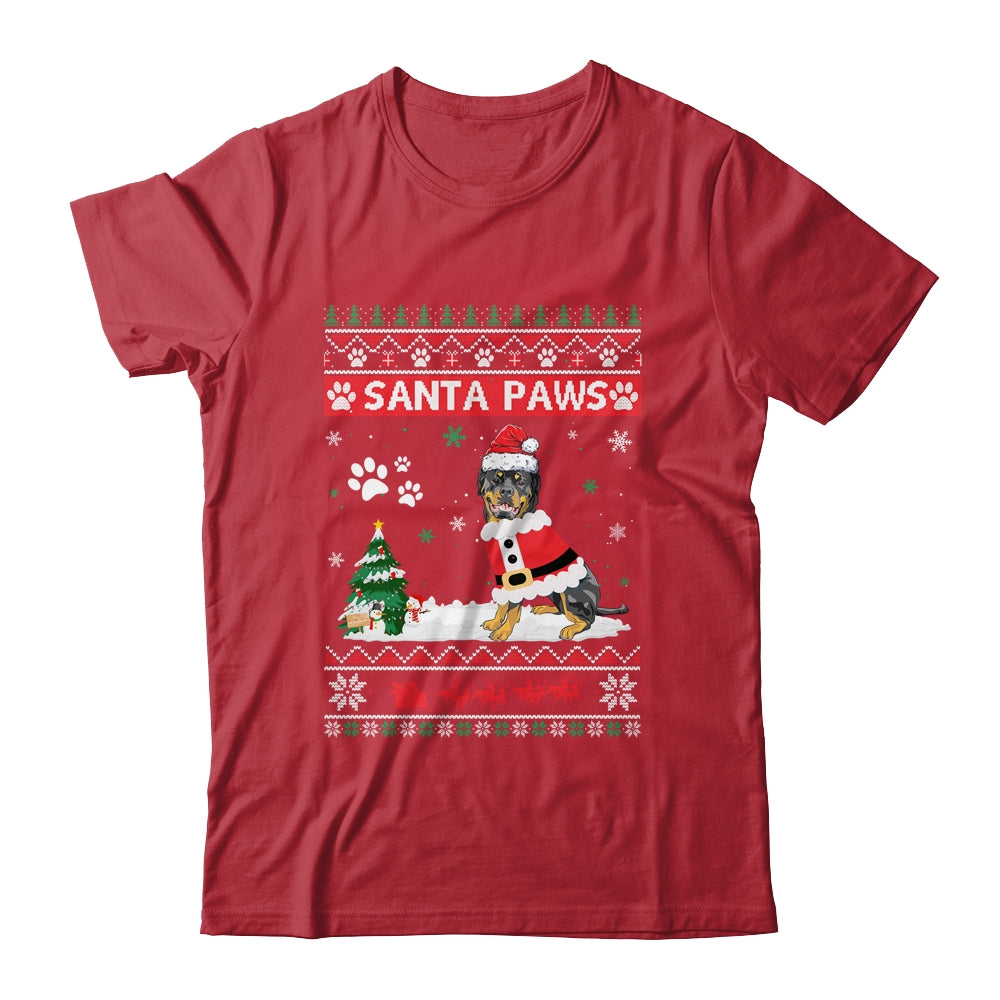 Santa Paws Rottweiler Merry Christmas Dog Funny Xmas Shirt & Sweatshirt | siriusteestore