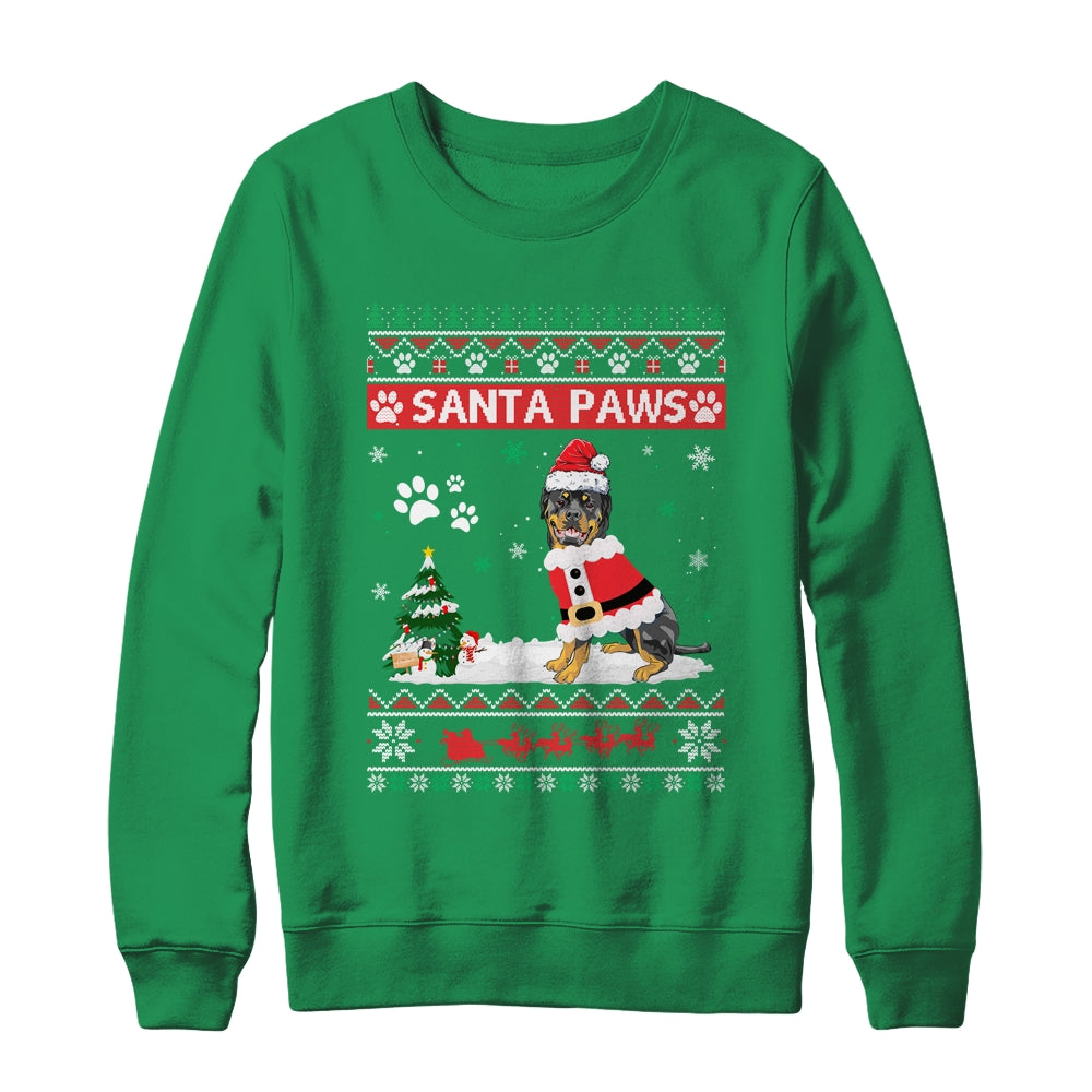 Santa Paws Rottweiler Merry Christmas Dog Funny Xmas Shirt & Sweatshirt | siriusteestore