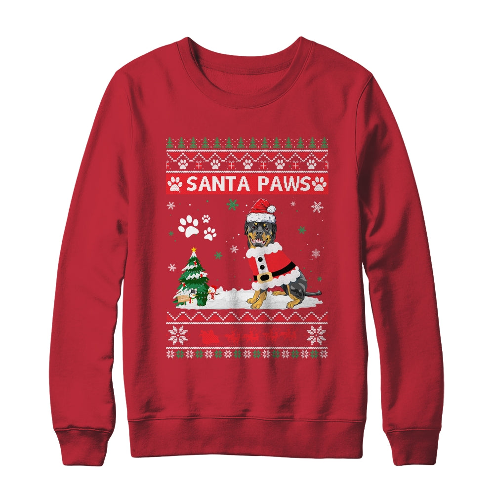 Santa Paws Rottweiler Merry Christmas Dog Funny Xmas Shirt & Sweatshirt | siriusteestore