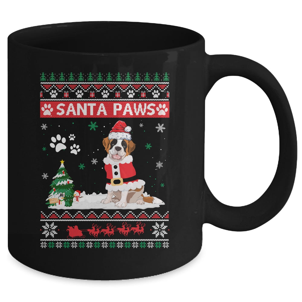 Santa Paws Saint Bernard Merry Christmas Dog Funny Xmas Mug | siriusteestore
