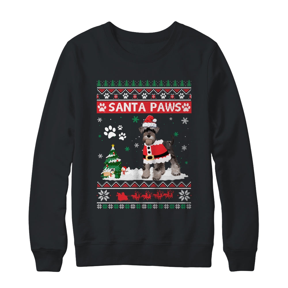 Santa Paws Schnauzer Merry Christmas Dog Funny Xmas Shirt & Sweatshirt | siriusteestore