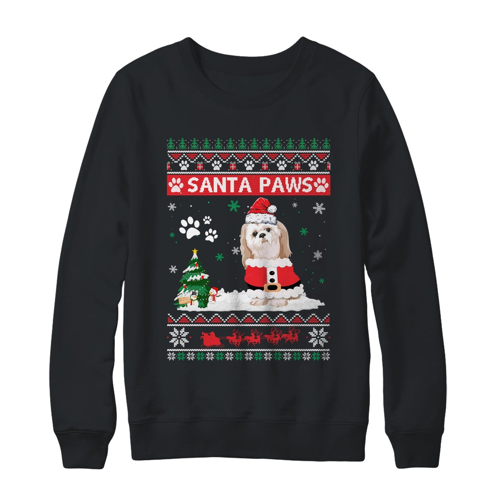 Santa Paws Shih Tzu Merry Christmas Dog Funny Xmas Shirt & Sweatshirt | siriusteestore