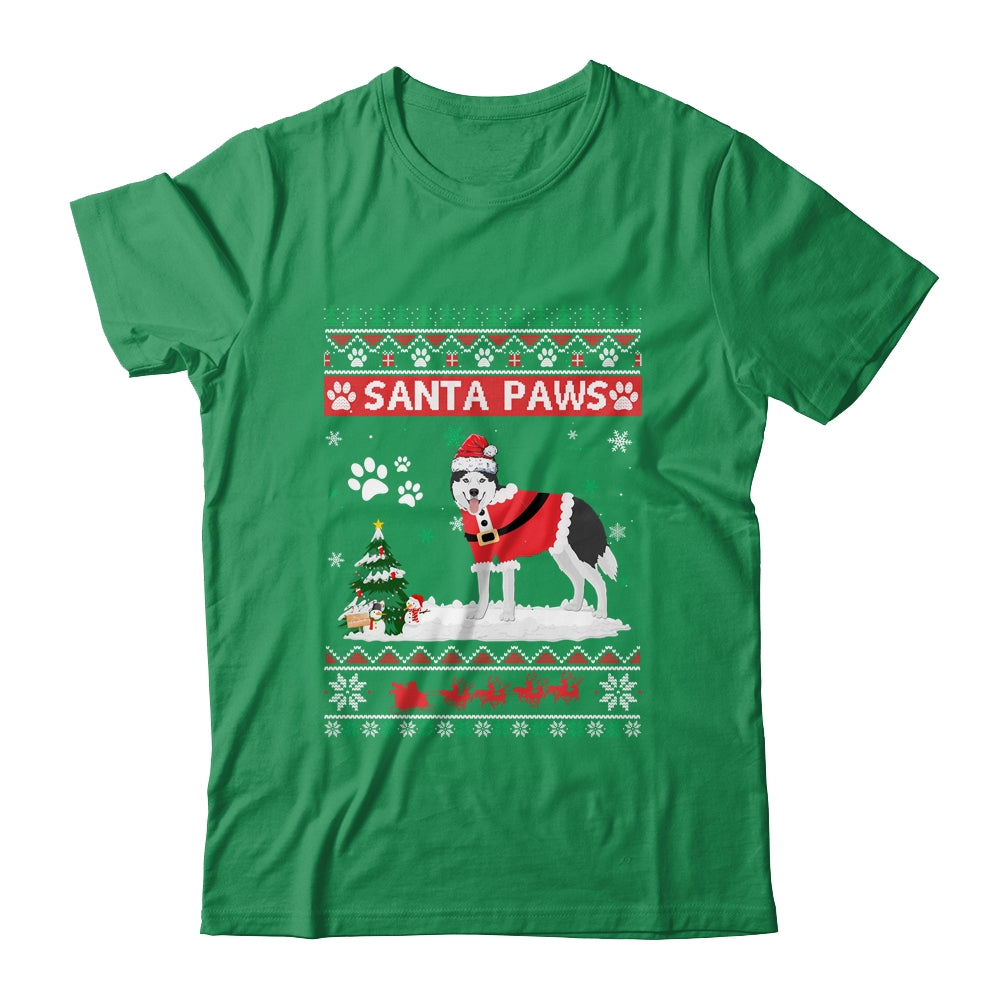 Santa Paws Siberian Husky Merry Christmas Dog Funny Xmas Shirt & Sweatshirt | siriusteestore