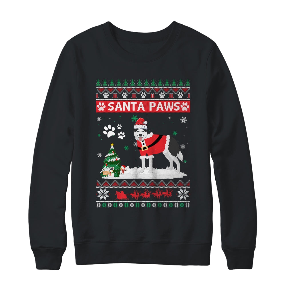 Santa Paws Siberian Husky Merry Christmas Dog Funny Xmas Shirt & Sweatshirt | siriusteestore