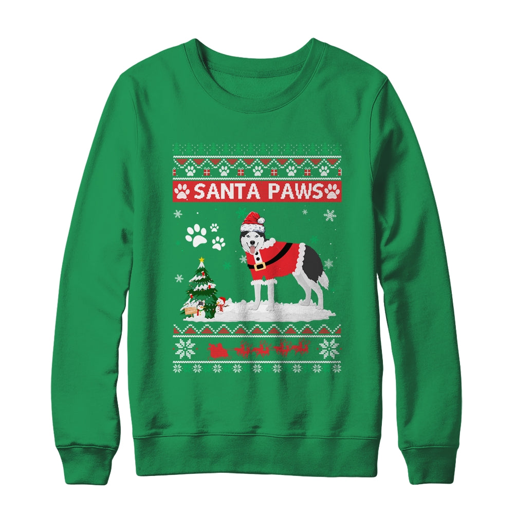 Santa Paws Siberian Husky Merry Christmas Dog Funny Xmas Shirt & Sweatshirt | siriusteestore