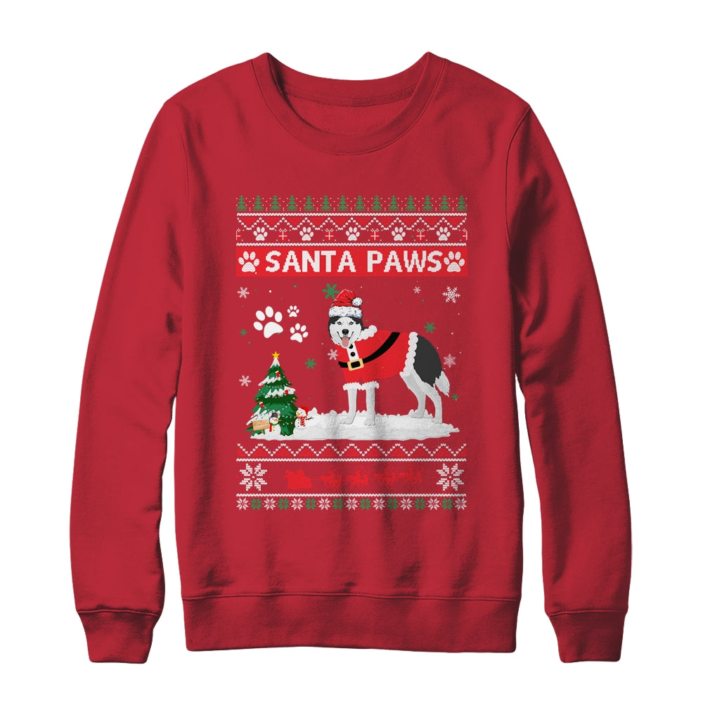 Santa Paws Siberian Husky Merry Christmas Dog Funny Xmas Shirt & Sweatshirt | siriusteestore
